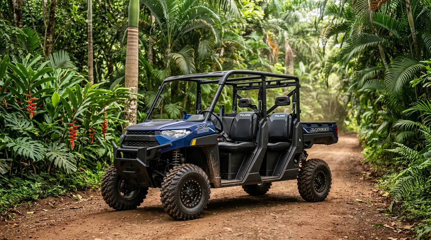 Polaris Ranger 1000 XP six-seater on a Tamarindo dirt road